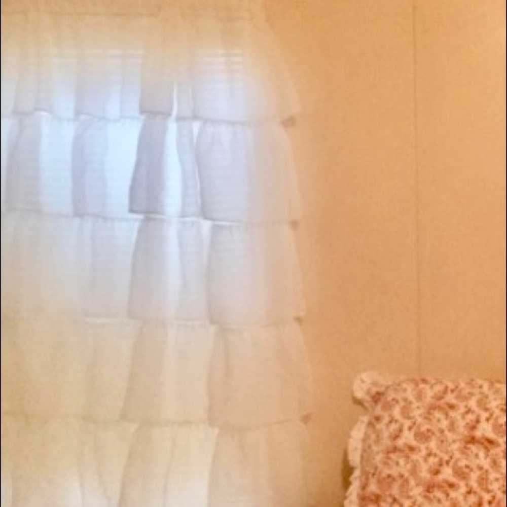 🤍(2) Off-White Sheer Ruffled Curtain Panels